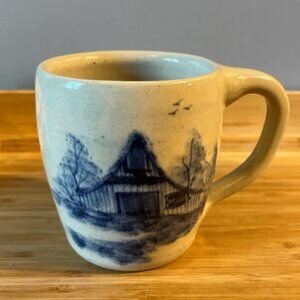 Vtg Paul Storie Pottery coffee hot chocolate mug blue stoneware crock style